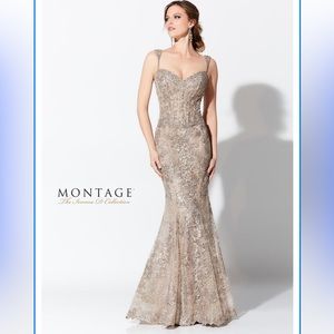 IVONNE D FOR MON CHERI 119D41 Gown Prom Mother of Bride Size 6 Latte